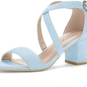 Allegra K Women's Crisscross Ankle Strap Block Heel Sandals